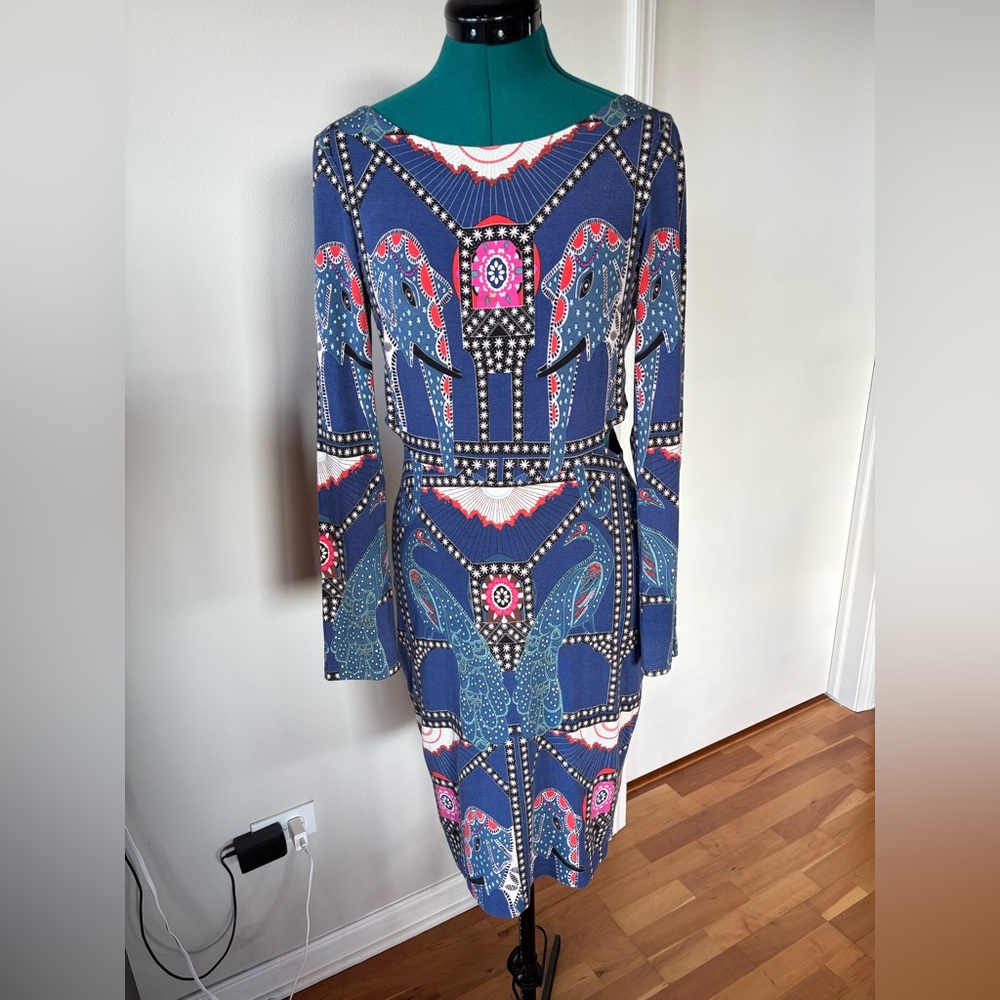Mara Hoffman Blue and Pink Long Sleeve Dress
